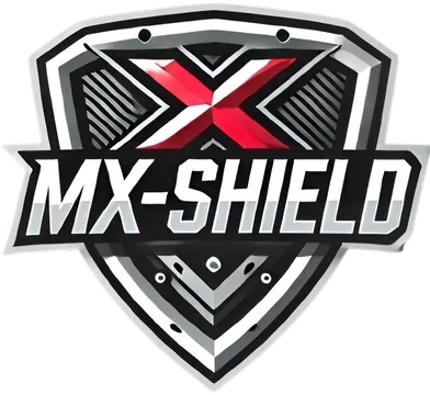 Logo featuring a shield with an X and the text MX-SHIELD.
