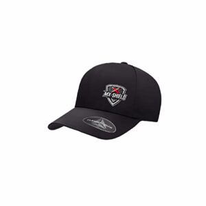 Black baseball cap with a logo on the front.