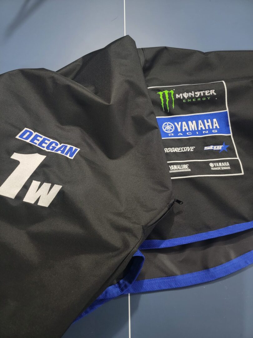 Yamaha racing jacket with sponsor patches